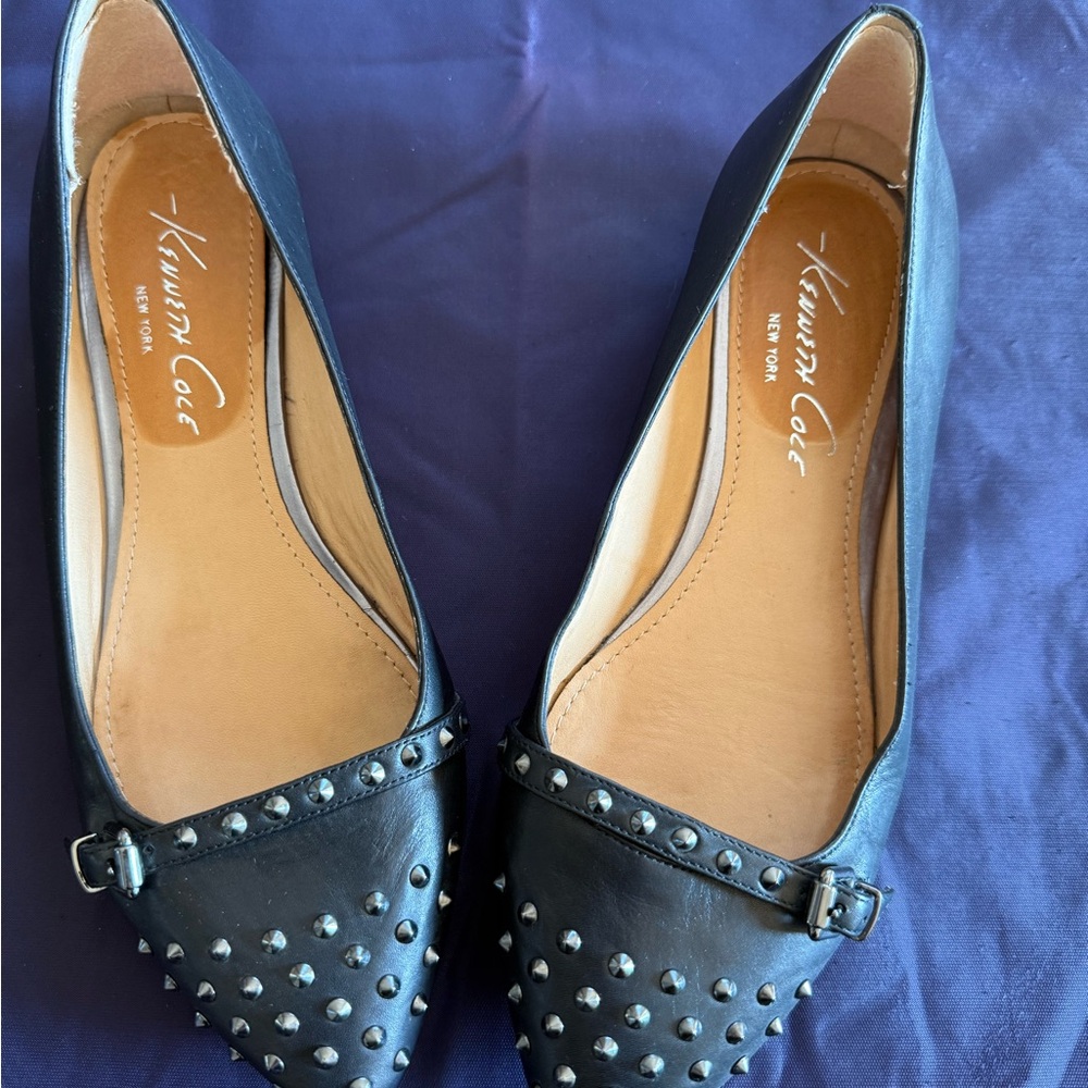 Kenneth Cole Black Studded Flats